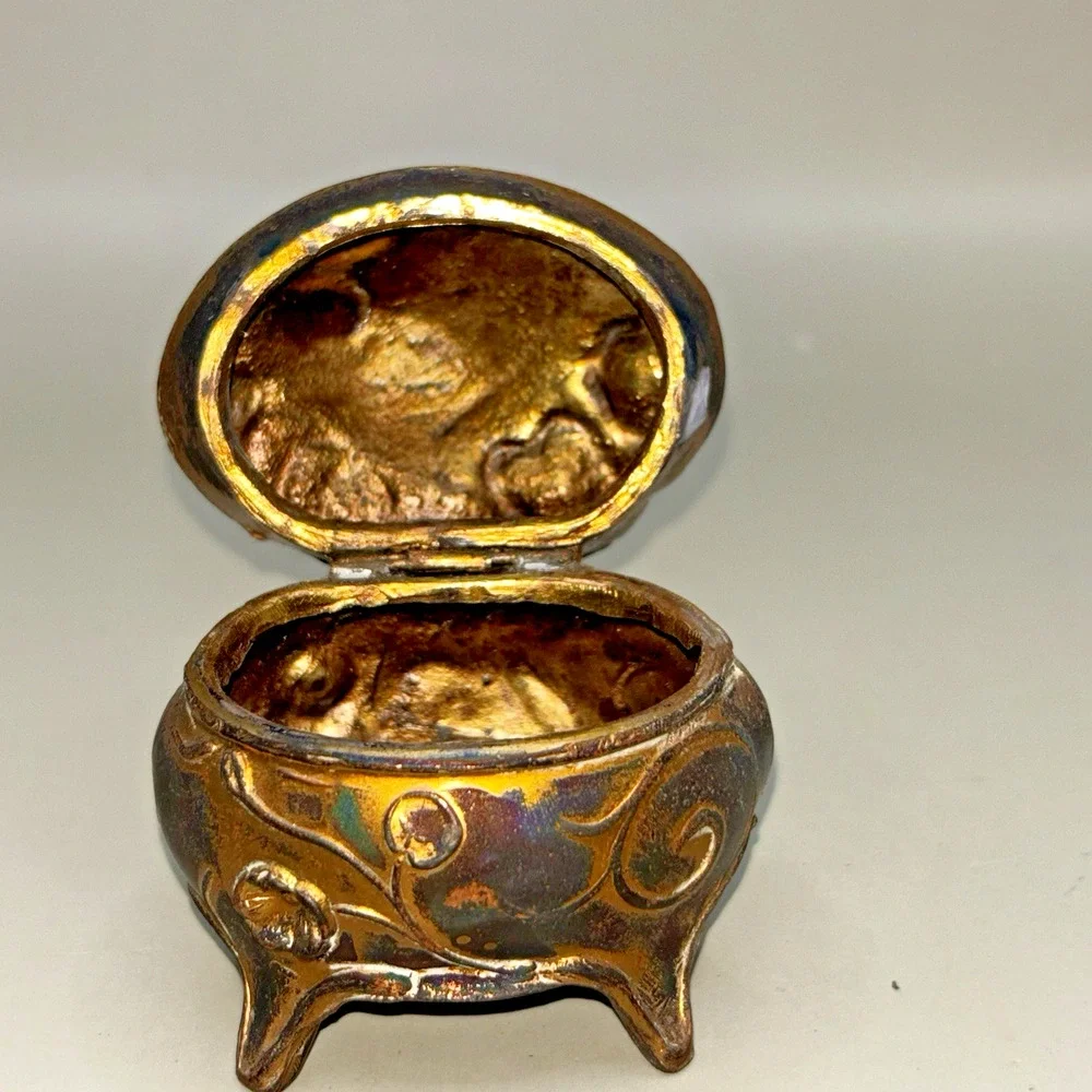 Antique Golden Art Nouveau Jewelry Casket Box